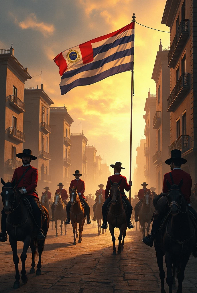 You can create an image that represents the phases or sequence of actions of the conquest of the declaration of independence in Uruguay? 