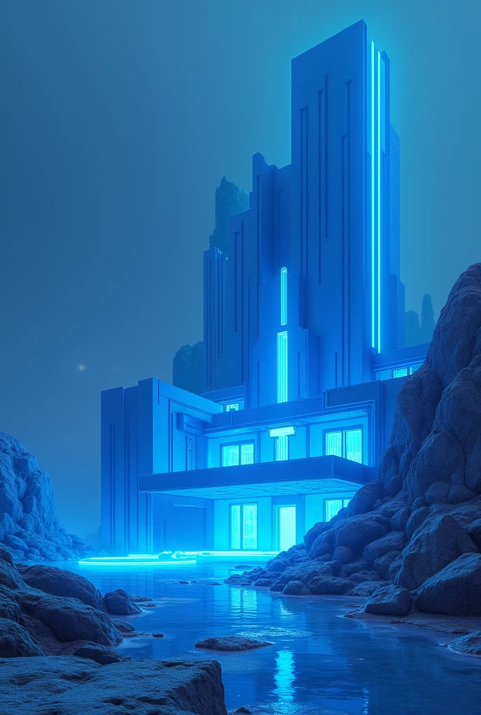 Spawns a neon blue mansion