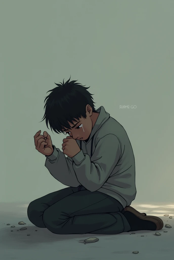 Young man crying on his knees image 1080 by 1080

