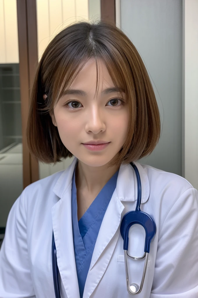 ((Highest quality)), ((masterpiece)), (detailed),Perfect Face,Japanese,Female doctor,White