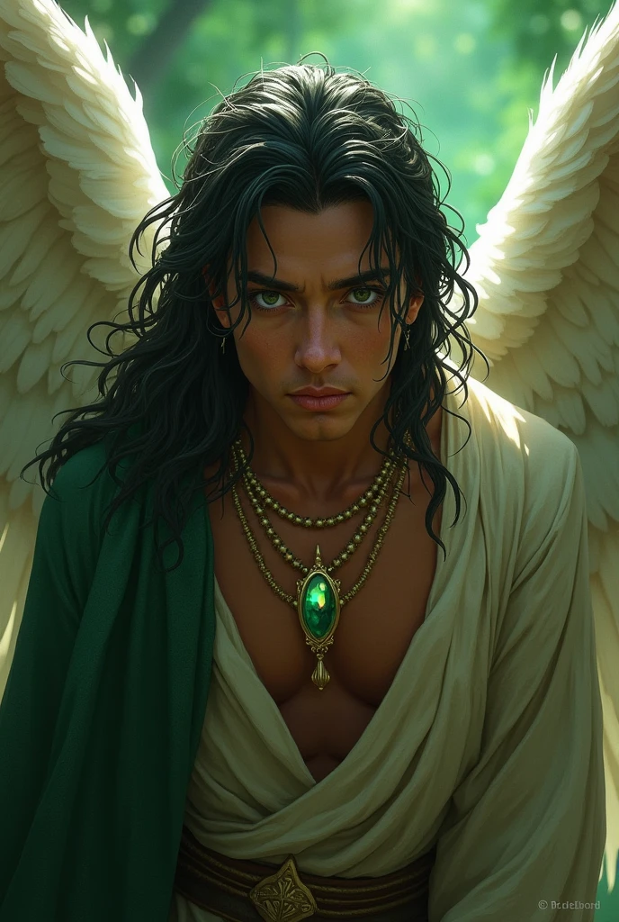 God of life and fertility "wenceslao", whose name means "The most glorious man", It is captivating, with a penetrating emerald gaze and an angelic face, black hair and brown skin. The most handsome god of the inn, but with a fierce character, strict and grumpy.