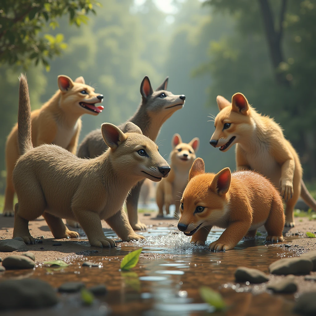 realistic animals playing 