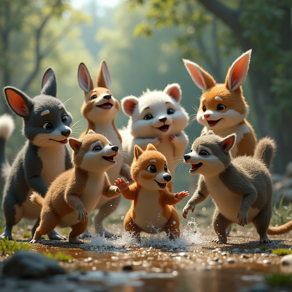 realistic animals playing