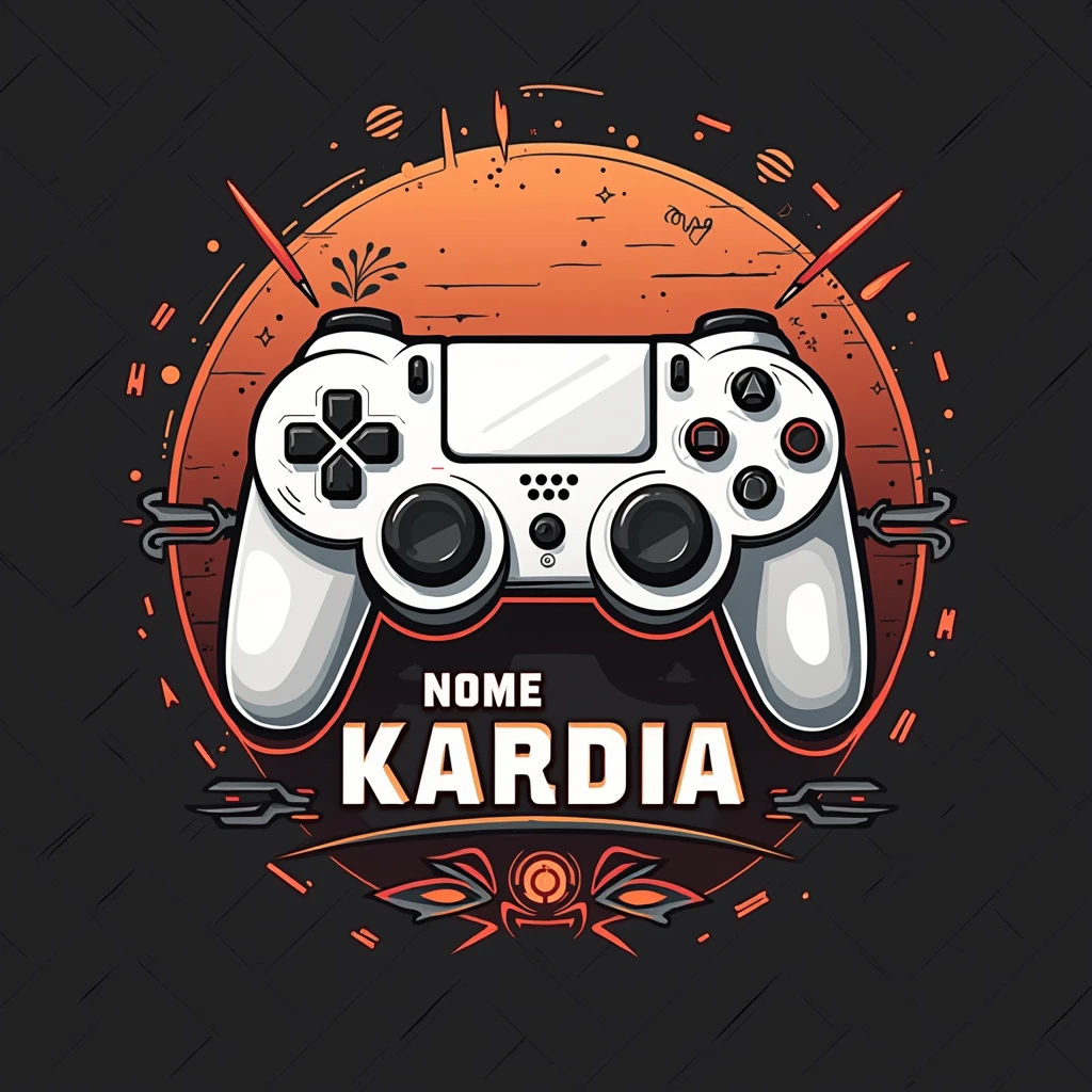 logotype, cool colours, nome Kardia, with video game theme