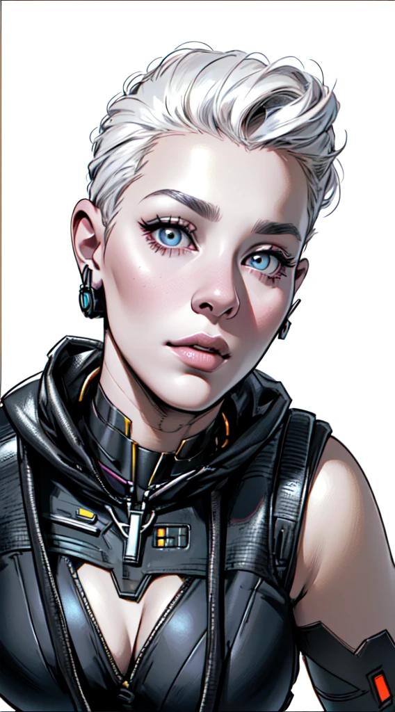 work of art,extremely beautiful woman,excellent sense,neckleace,(((perfect very white background))),American comics,(((The perfect woman))),(speech bubble),stronger,(((A person))),colorfully,rainbow color,highly detailed upper body,breast enlargement,lines,high-detailed face,cyberpunk, implants in the eyes like a cyborg, star trek