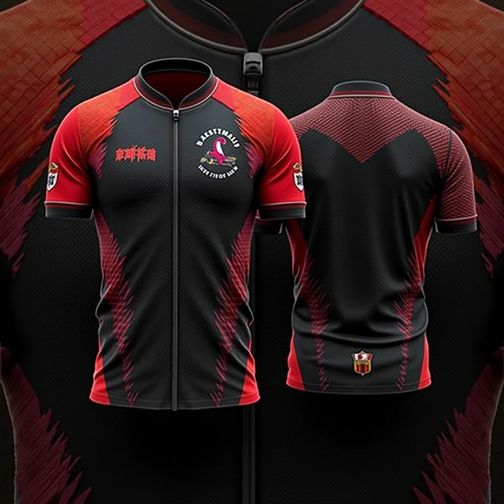 Generate a sports jersey, that has circle details, In the flannel the light gray color predominates accompanied by the following orange colors, fuchsia, red wine, dark blue