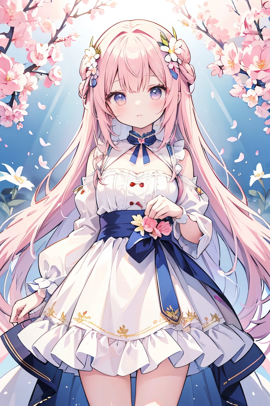 Anime-style with long hair and flowers, Cute anime waifu in a nice dress, Beautiful Anime, Cute and detailed digital art, Beautiful Anime肖像画, Gweiz-style artwork, Detailed digital anime art, Anime Style 4k