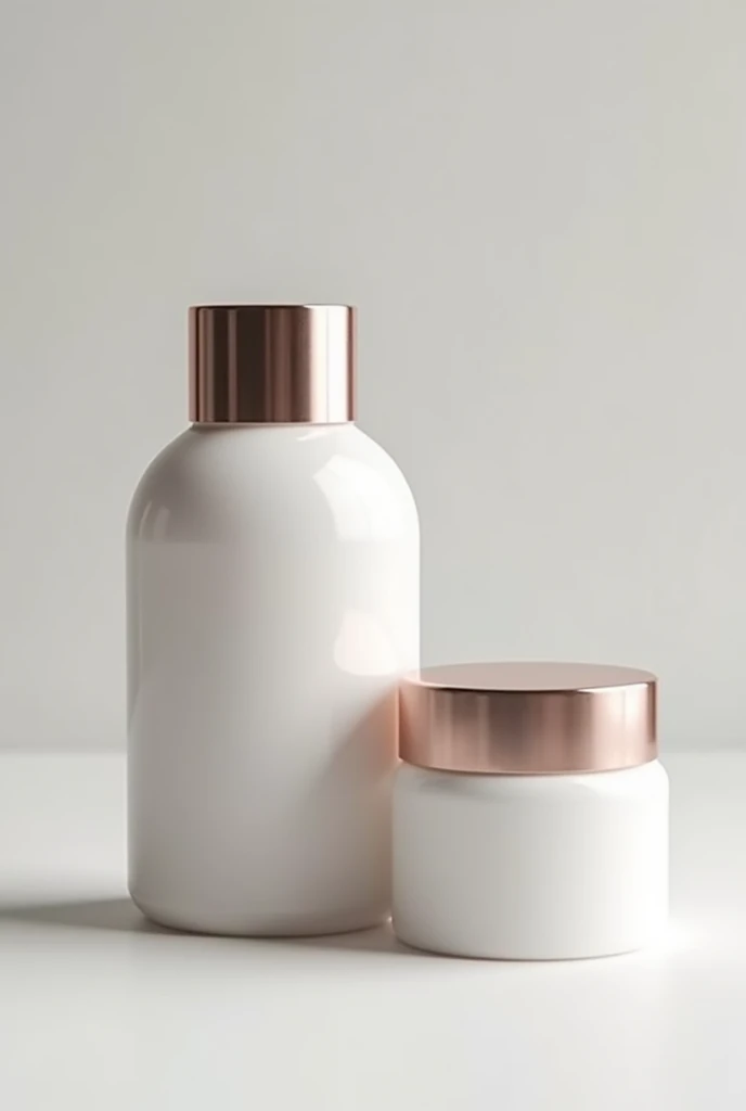 The packaging of compounding pharmacy products is elegant and minimalist, reflecting a premium design. The bottles and jars are made of high quality frosted glass, which not only protects the contents from light and maintains the integrity of the ingredients, but also gives a feeling of durability and strength. The glass has a soft touch, with a satin finish that is pleasant to the touch, highlighting the care and attention to detail.
The lids are metallic, in shades of rose gold or silver, with a hermetic closing mechanism that ensures product preservation and prevents leaks.
Product labels are minimalist, with clearly legible essential information, using modern fonts and icons to make it easier to read and identify the product's main benefits and ingredients. There is an emphasis on customization, with space for the customer's name, emphasizing the exclusivity of each manipulated formula.