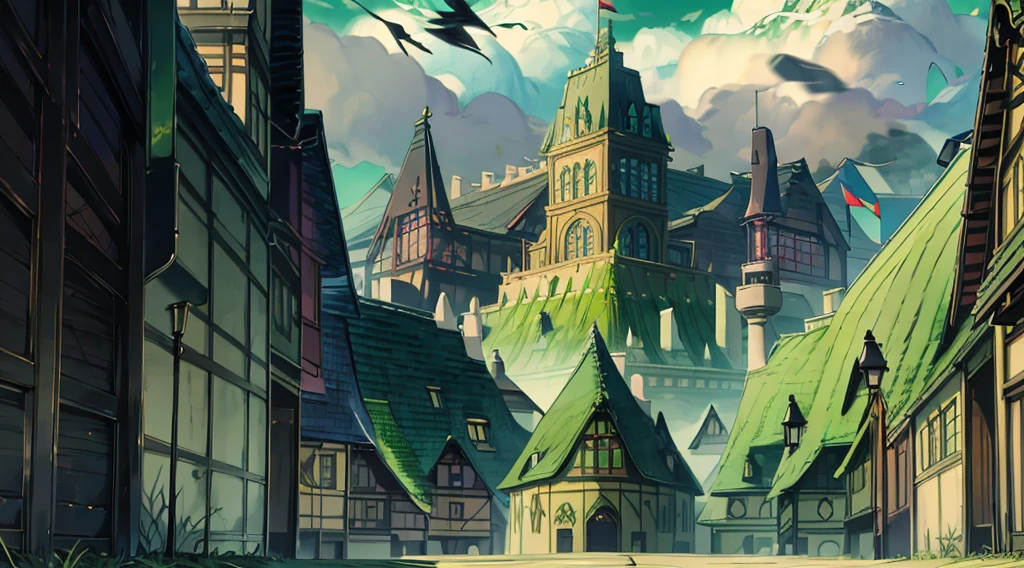 yuichiro hyakuya, (WithoutFear:1), demon king, evil face, 1 boy, black hair, green eyes, brown coat, gray armor, green shield, green cloak, dark brown gloves, castle, white fur trim, tall, anime, standing, good quality, portrait, looking at viewer