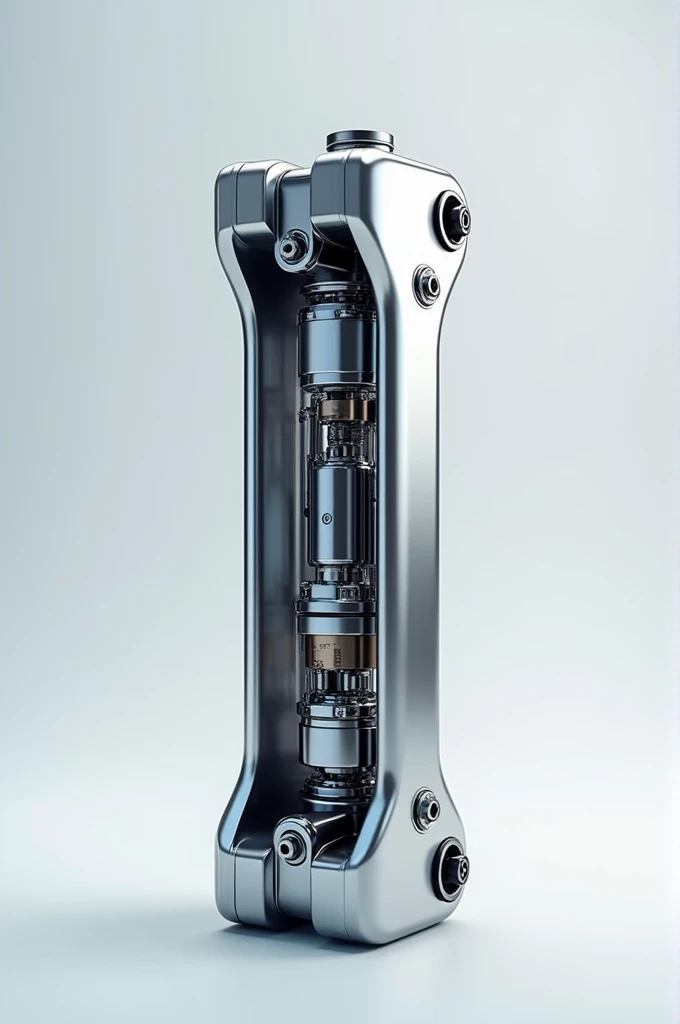 Please generate an image of a hydraulic cylinder of a heavy machinery with its parts, of a modern model (2024)
