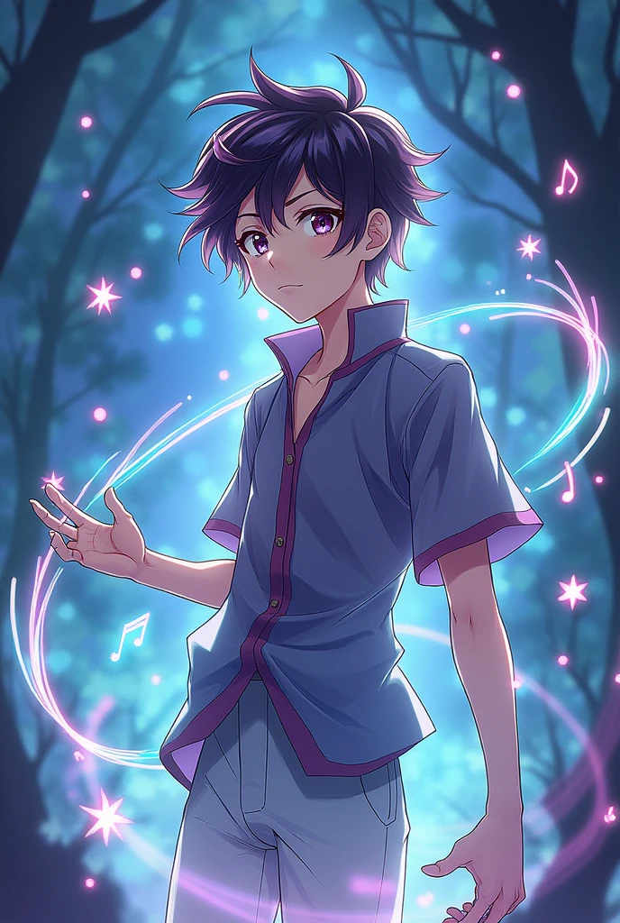 An anime boy with sound magic