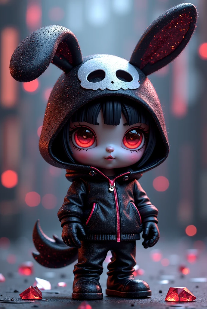 Kuromi is a fictional character created by the Japanese company Sanrio in 2005..She is a naughty and slightly rebellious bunny who is part of the My Melody universe.. Kuromi has a unique appearance with a black hood with a skull design and a black demon tail.. His birthday is on October 31st, and halloween.
Kuromi is known for her tomboy attitude and punk style.. Made of diamonds