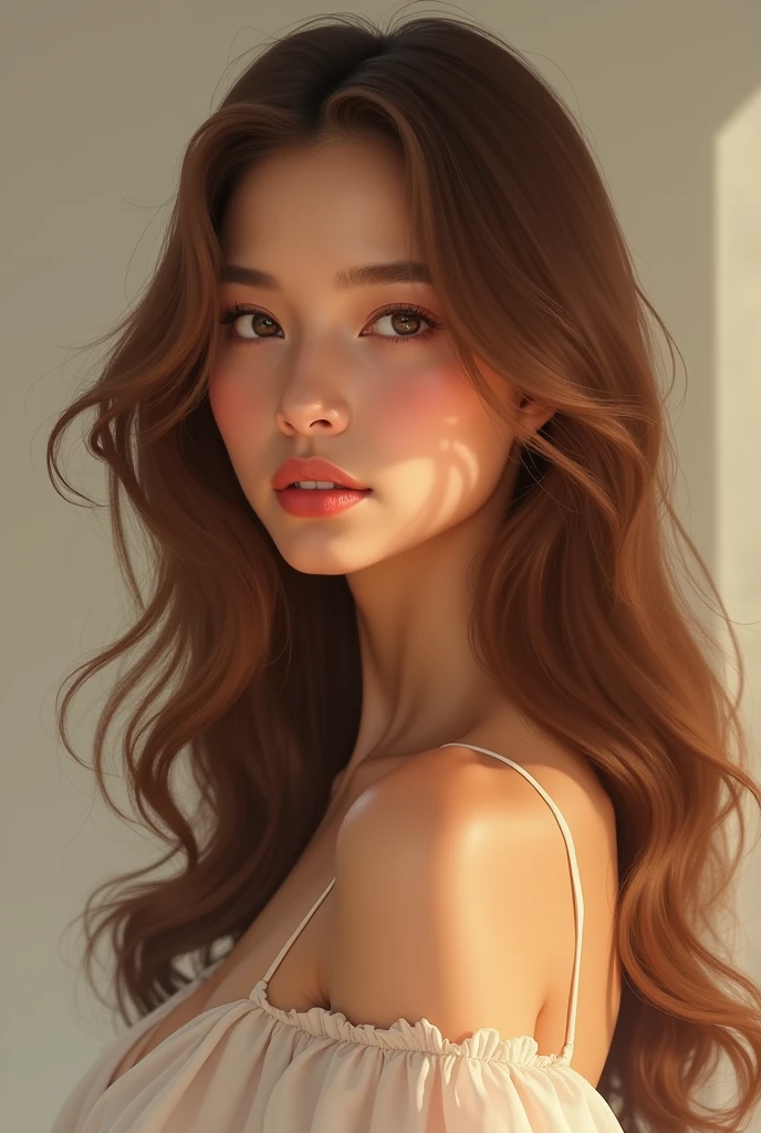 Create 5 images of a woman with average beauty