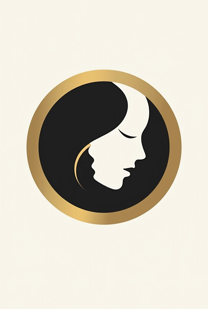 Create a clinic logo with the name jeh aesthetics advanced inside a black piano circle on the facade in the shape of a face with a golden frame 
