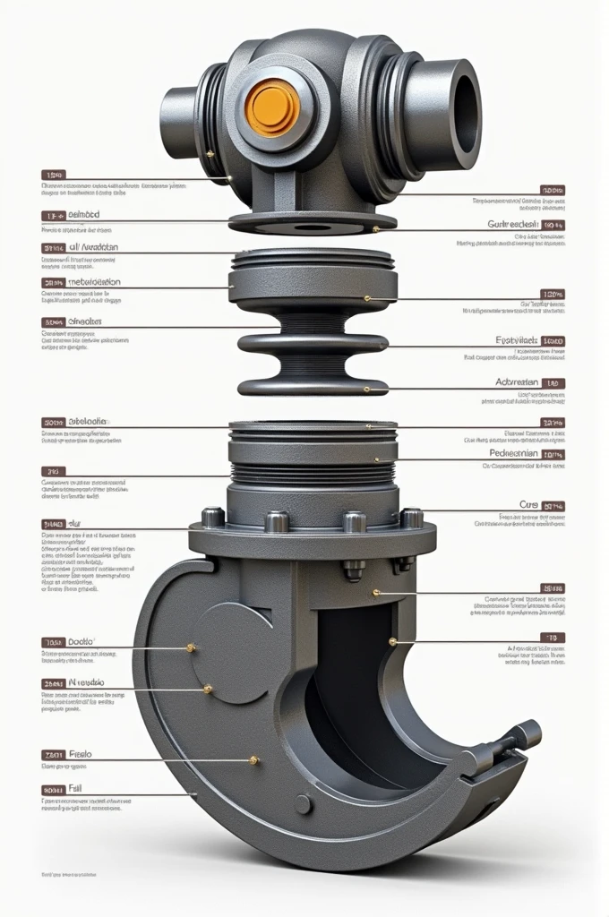 Backhoe cylinder and its parts in Spanish