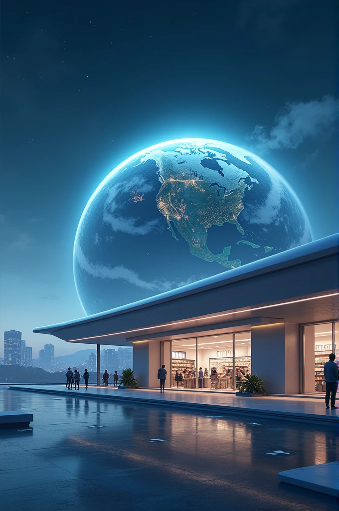 A written image "national store" with a planet earth below