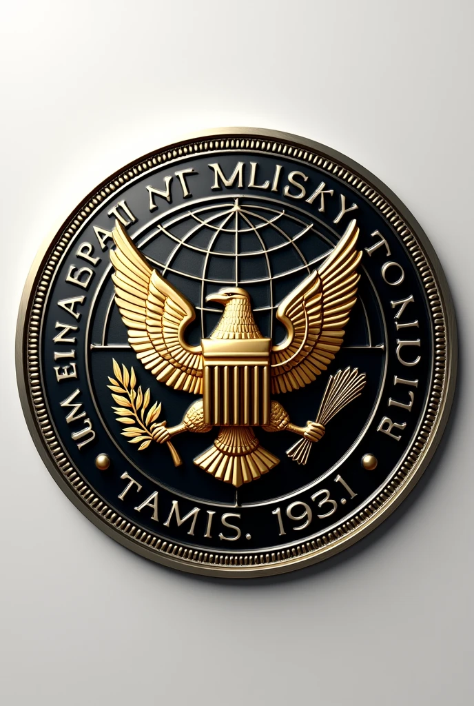 Corporate Seal Description:
The corporate seal is a powerful symbol of the company's authority, professionalism, and global presence. It is circular in shape, with a diameter of 3 inches, exuding both gravitas and elegance.

Core Design Elements:
Outer Ring:

The outermost edge of the seal is bordered by a thick, embossed ring of platinum, giving it a metallic sheen that signifies strength and permanence.
Inscribed along the ring in a serif font are the company’s name at the top and its founding year at the bottom, both in capital letters, engraved in deep black against the platinum background.
Middle Ring:

Inside the outer ring, a secondary band is filled with intricate geometric patterns that symbolize the complexity and precision of the company’s operations. This band is slightly recessed, adding depth to the seal.
The patterns are interwoven with subtle motifs representing the company's core industries, such as gears for manufacturing, circuit lines for technology, and leaf patterns for sustainability.
Centerpiece:

The center of the seal is dominated by a bold emblem: a globe, signifying the company’s global reach and influence. The globe is rendered in gold, with each continent raised and meticulously detailed.
Encircling the globe are four stylized eagles, positioned at the cardinal points, with their wings outstretched towards the globe, representing protection, vigilance, and leadership.
Behind the globe, faint rays of light radiate outward, symbolizing innovation, growth, and the company's forward-looking vision.
Colors and Finishes:

The seal is crafted in a combination of platinum, gold, and deep black enamel, giving it a luxurious and authoritative appearance.
The use of metallic finishes and deep engravings ensures that the seal is not only visually striking but also tactile, with a weighty feel when pressed onto documents.
Usage:

The seal is designed to be embossed on high-value documents, certificates, and official correspondences. When pressed int