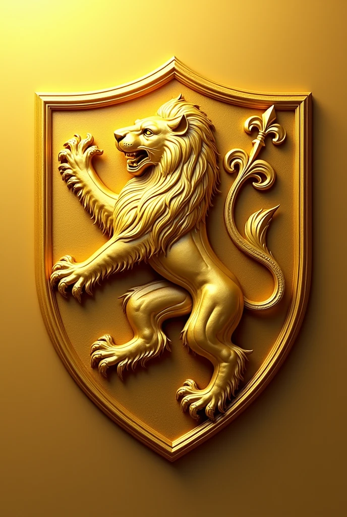of gold, com 5 flores-de-lis e vazia of gold; timbre: um leão of gold nascente, charged with the fleur-de-lis of the shield on the shoulder