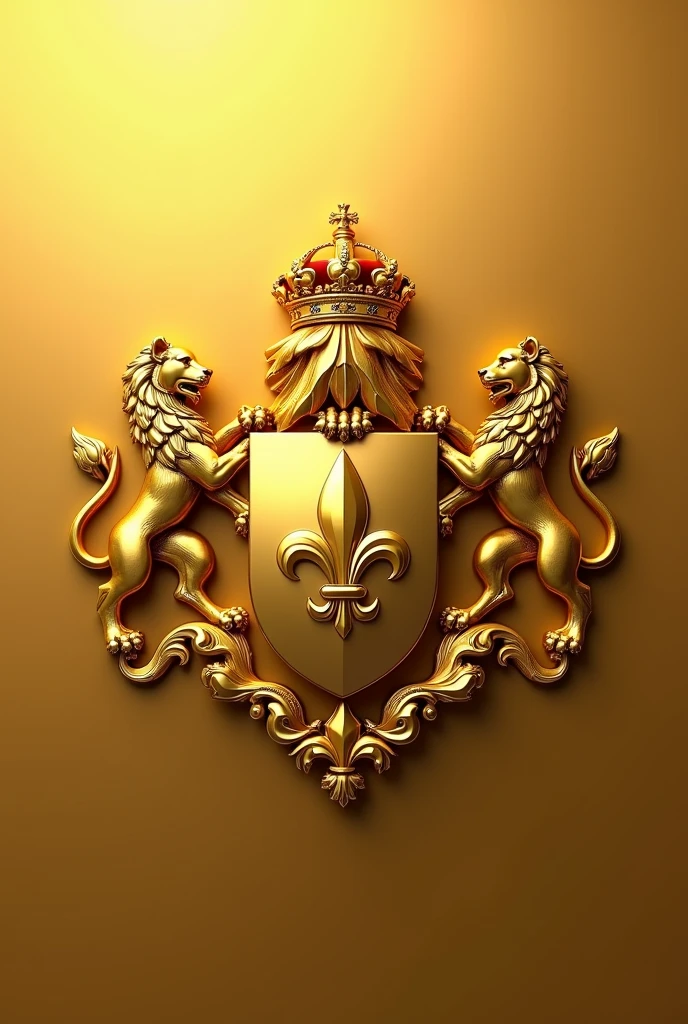 Golden coat of arms, with 5 fleurs-de-lis and empty of gold; timbre: a rising golden lion, charged with the fleur-de-lis of the shield on the shoulder