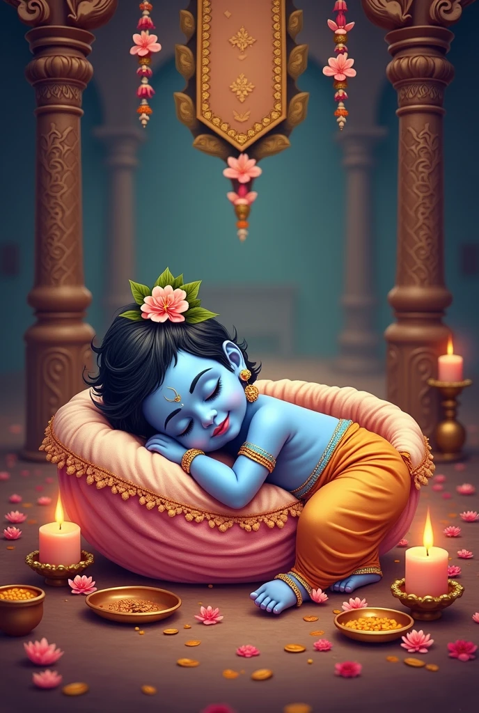 Make 1080*1080 post for krishna Janmastami should Include lord Krishna in baby form