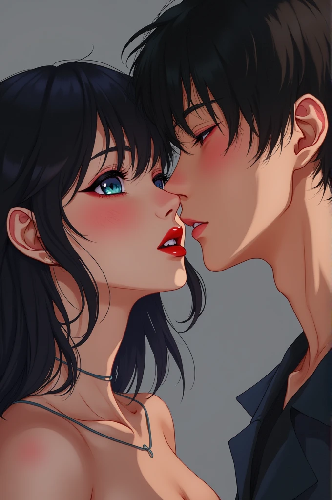 There is a woman who is licking a man&#39;s lips., hyper realistic anime, hyperrealistic female student, photorealistic anime, a hyperrealistic female student, 极其详细的Artgerm, trends on cgstation, realistic 3d anime style, hyperdetailed asian, kawaii realistic portrait