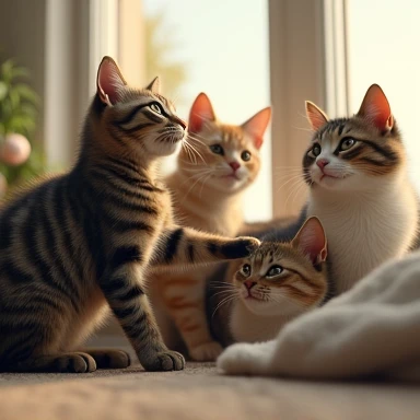 realistic cats playing