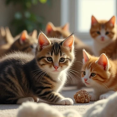 realistic cats playing