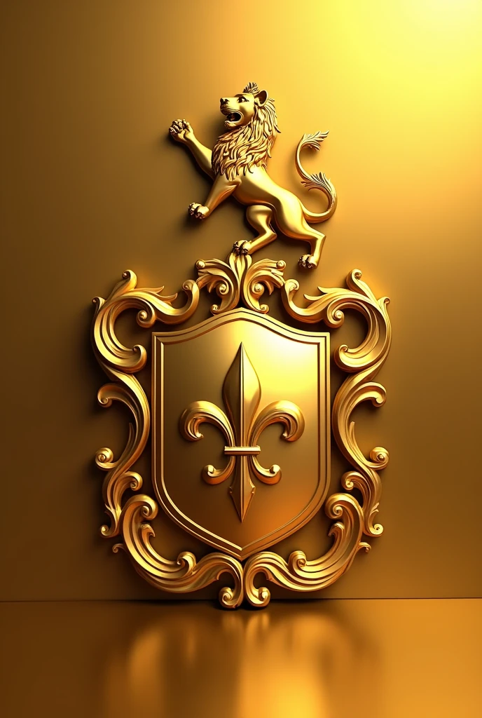 Golden coat of arms, with 5 fleurs-de-lis and empty of gold; timbre: a rising golden lion, charged with the fleur-de-lis of the shield on the shoulder