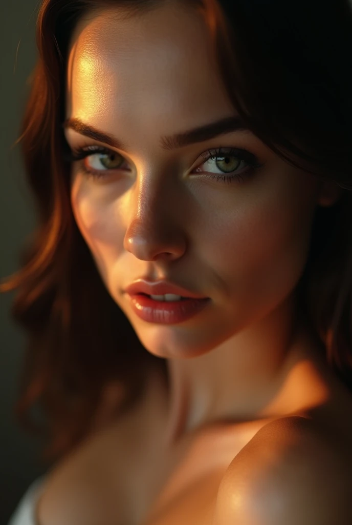 a sexy naked woman, beautiful detailed eyes, beautiful detailed lips, extremely detailed face and body, long eyelashes, photorealistic, 8k, high quality, detailed skin texture, detailed hair, chiaroscuro lighting, dramatic lighting, warm color tones, cinematic, intricate details, masterpiece