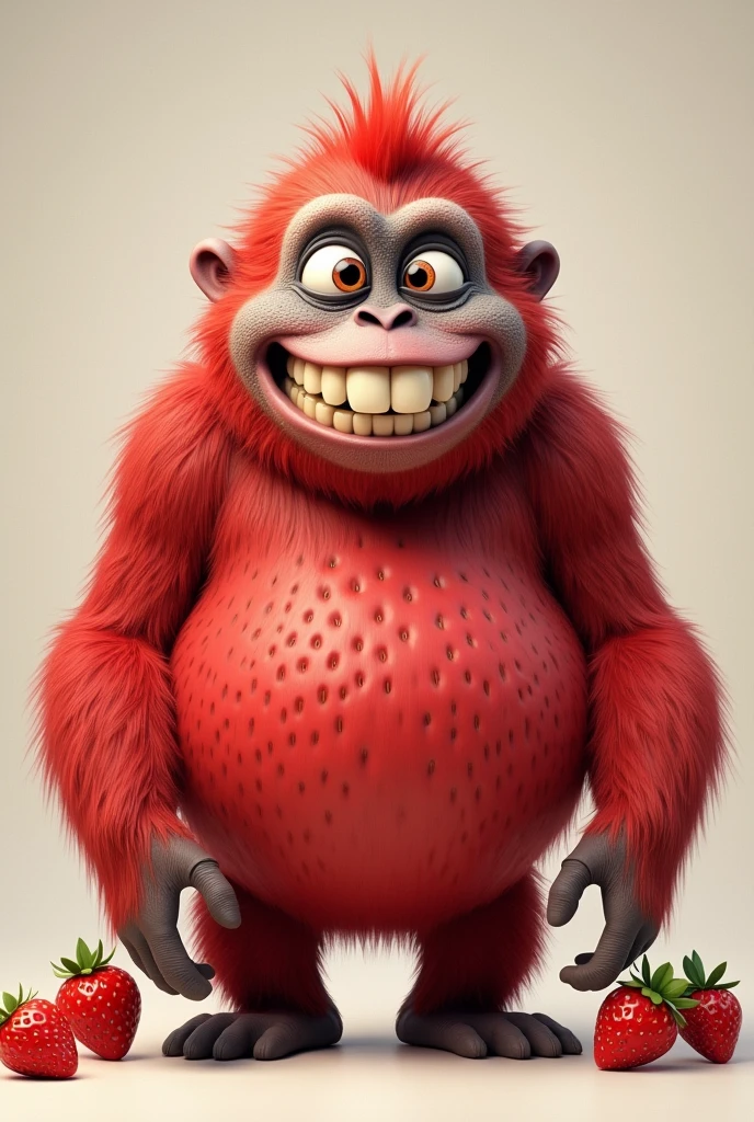 A strawberry-looking orangutan, Grinning