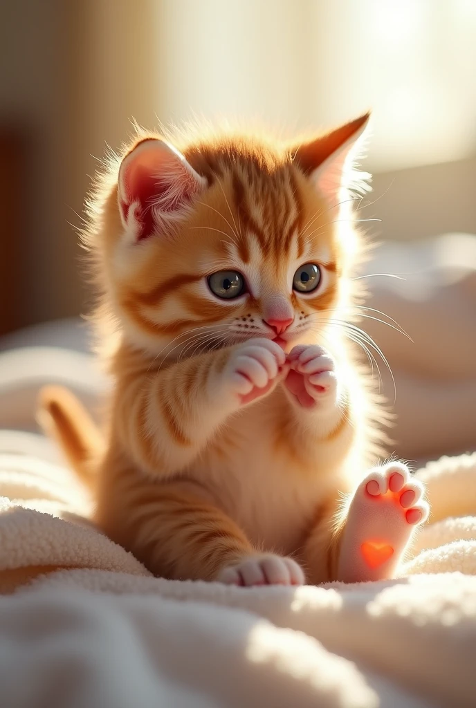 A kitten discovers that it has 4 paws!
