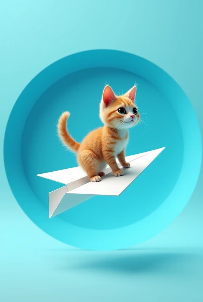 telegram,White Paper Airplane,Background is blue circle,logo,A cat riding a paper airplane,8k
