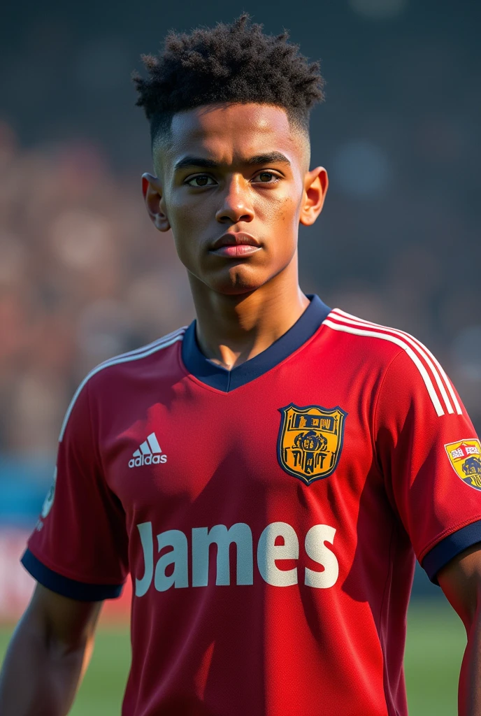 Make an image of a player with the shirt written "JAMES" well highlighted, this player's name is "acey"