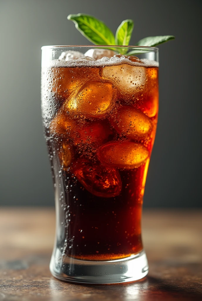 a bresh-type glass with fernet and coke HYPER REALISTIC
