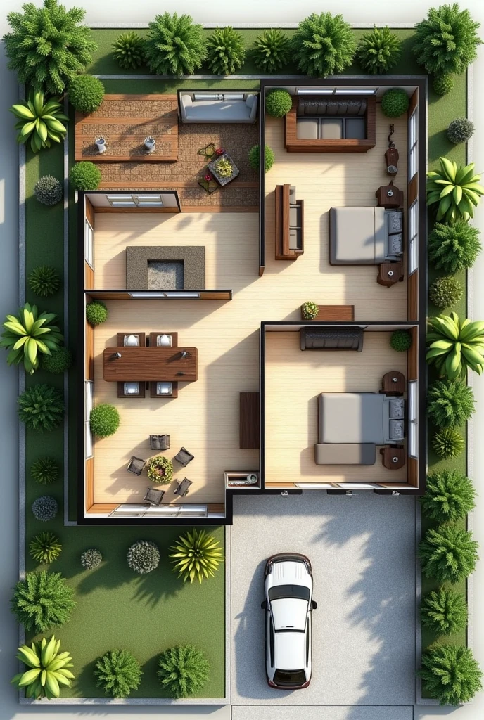Create a 2-story floor plan with the tropical architect with 40 square meters