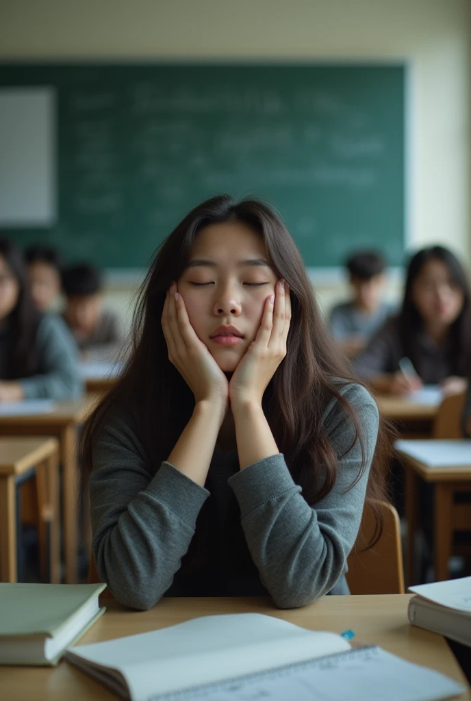 Image of a person snoring or a person waking up suddenly to enrich the scene at school
