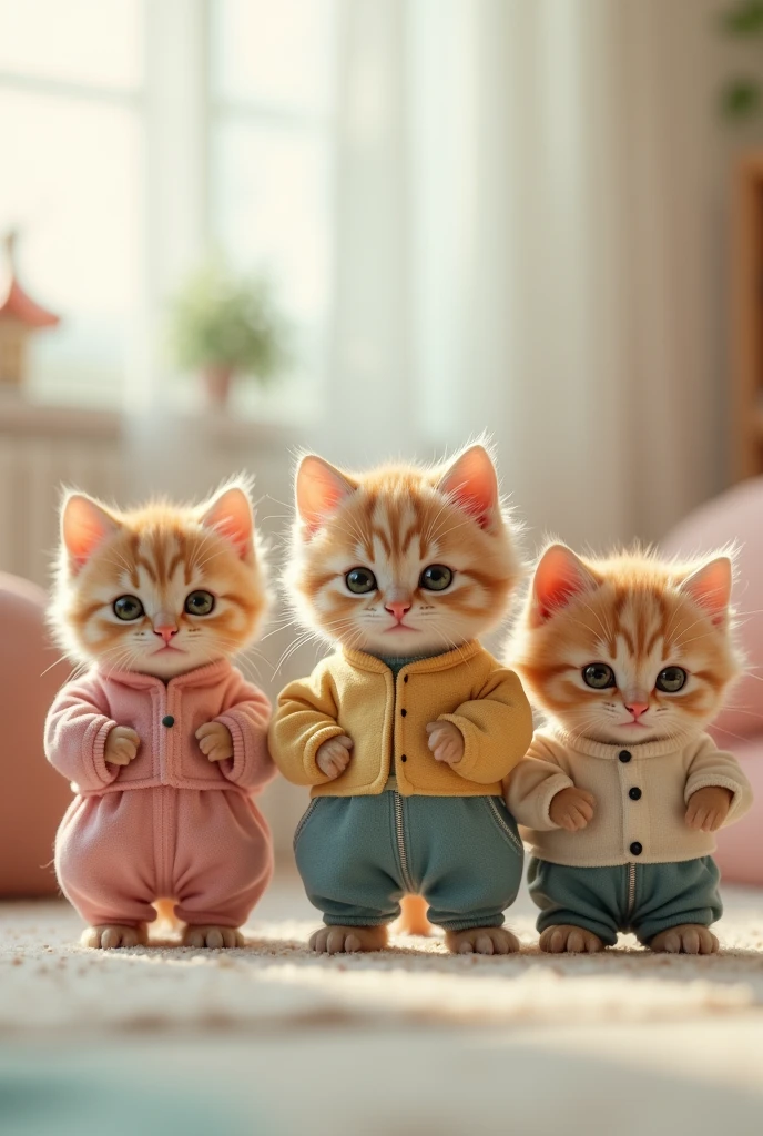 Kittens wearing human clothes