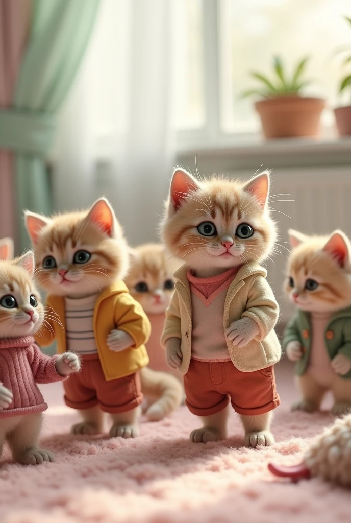 Kittens wearing human clothes