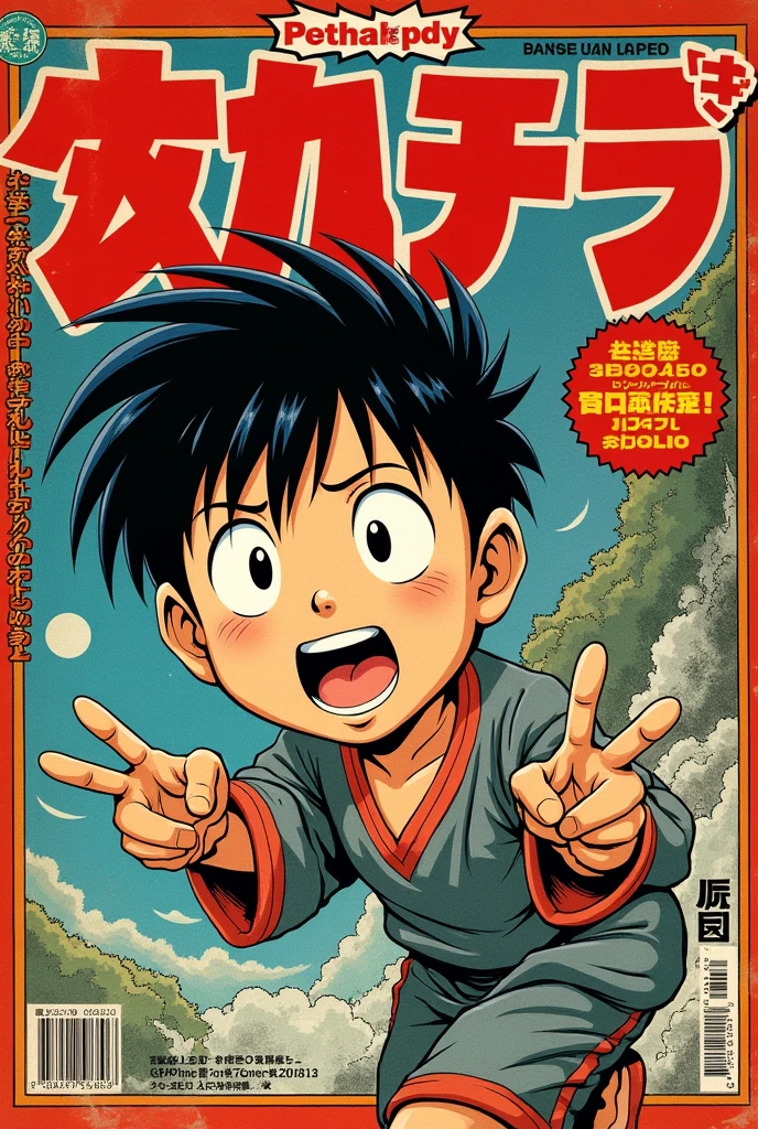 a close-up of a magazine with a cartoon in it, a manga drawing by Rodolfo Amoedo, winner of the pixiv contest, Escola Ashcan, manga 1990, manga 1 9 9 0, comicbook cover, 1990 manga panel, manga cover, comicbook cover de mangá, manga and anime 1990