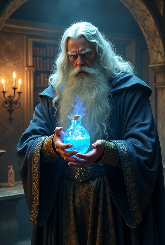 wizard merlin holding a potion