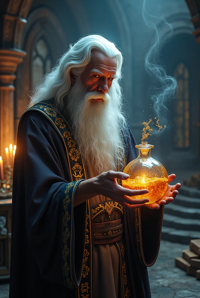 wizard merlin holding a potion