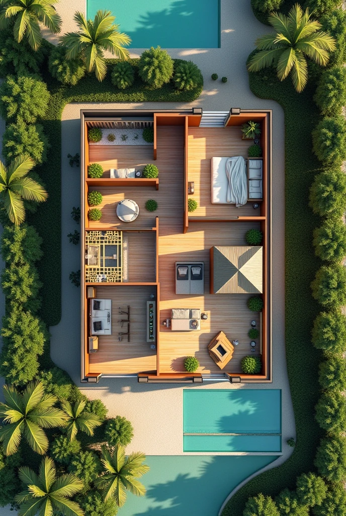 Create two 2-story floor plans with the tropical architect with 40 square meters 