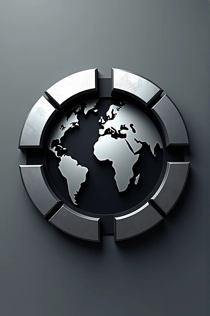 (logo design) abstract globe resembling a gun scope, chrome and silver tones with black accents, sleek and professional style, modern aesthetics, emphasis on security themes, dynamic shapes reflecting global aspects, minimalist yet impactful composition, high quality, suitable for global security branding.