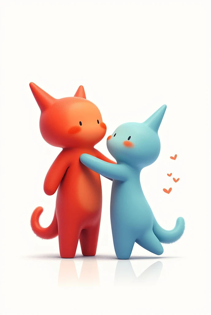 Create two cute and tender characters, they must be formless non-human beings for children. Strength and Movement. Strength as robust red and Light Movement light blue, these on a white background
