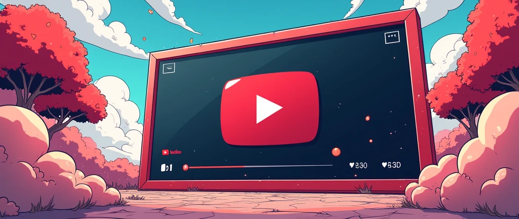 A high-quality, eye-catching YouTube frame logo, Youtube video player mockup with subscribe button, playful and dynamic in composition, featuring youtube logo, in an anime art style