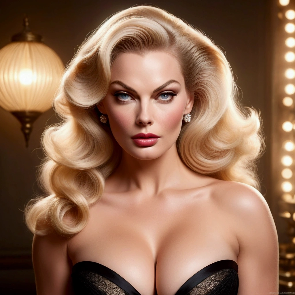 HYBRID FACE BETWEEN ANITA EKBERG AND LINDSEY VONN , BUST IMAGE STYLE, STUDIO IMAGE STYLE, DIFFUSED LIGHTS ON FACE, STRONG BACK LIGHTS, CLOSE FACE SHOT, BLONDE BUN HAIR STYLE, VERY VOLUMOUS, HUGE STRAIGHT HAIR, VERY LIGHT BLONDE HAIR, VERY PALE SKY, HIGH CHEEKBONES, ROSY CHEEKS, GORGEOUS LIPS, SOFT LIPSTICK, FREE COLLAR BODY REGION, VOLUMOUS BREASTS, STRAPLESS CLEAVAGE, ENIGMATIC FACE EXPRESSION, HIGH QUALITY IMAGE, MASTERPIECE, 8K