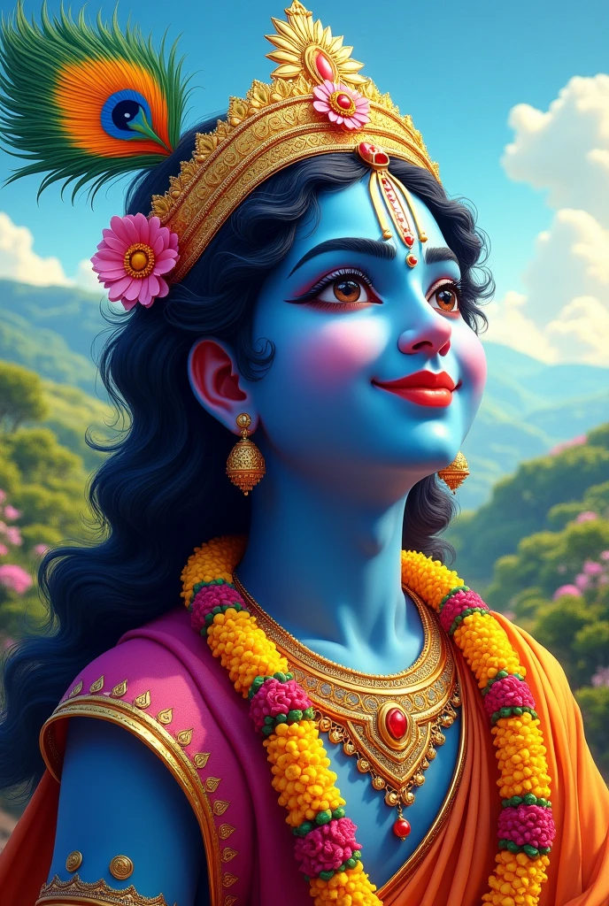 Main Krishna with a title happy Krishna Janmashtami