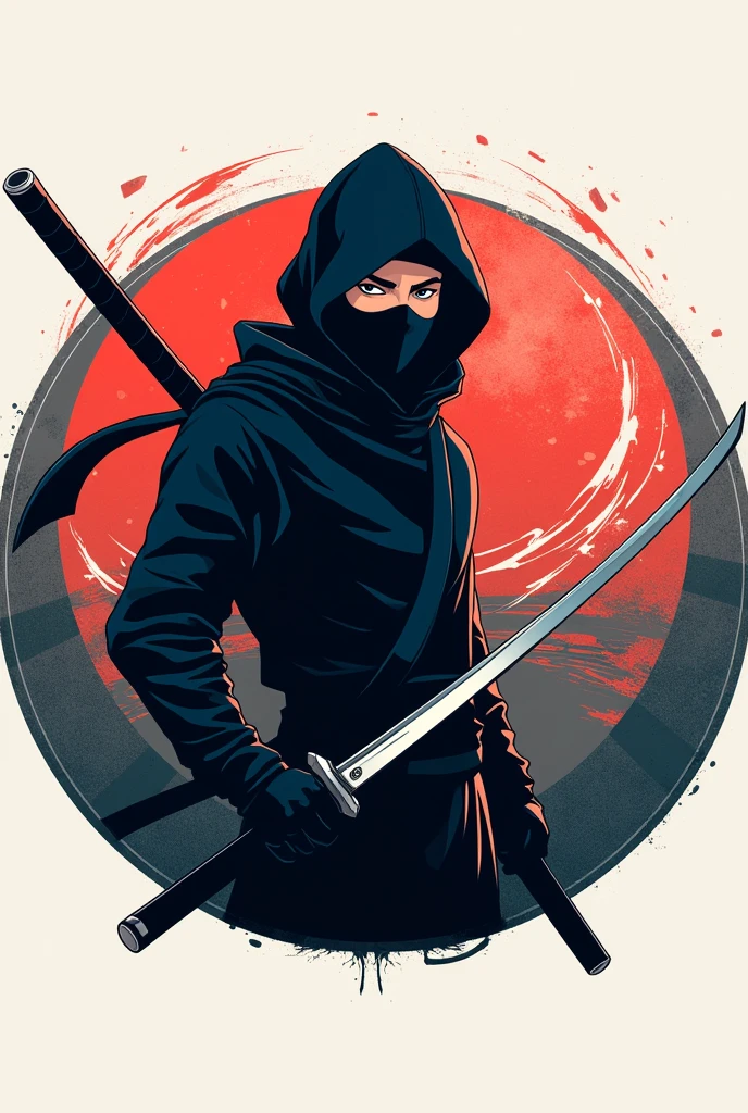 Create a round anime ninja logo 