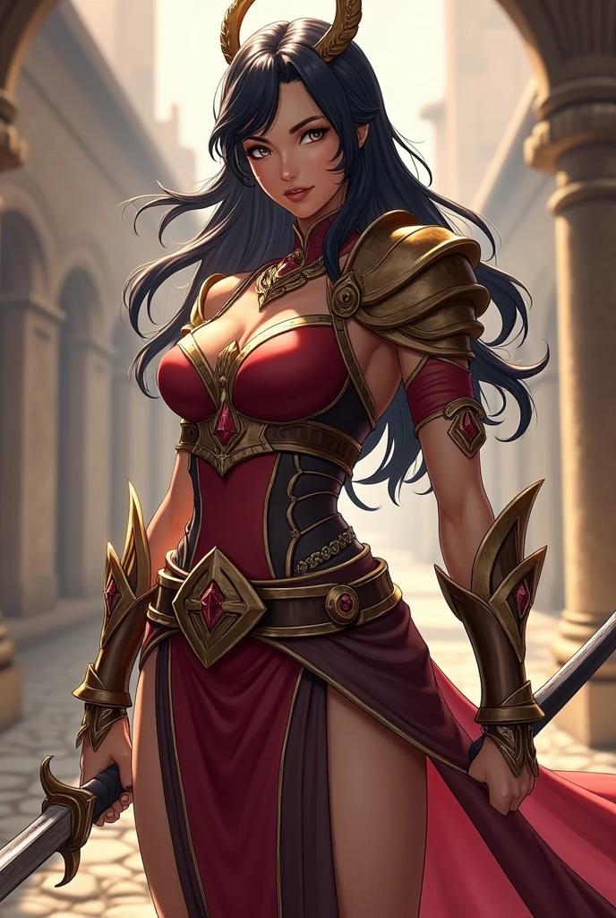 Goddess of stability and war "titian", whose name means "Defender", with an athletic physical form, black hair and brown skin, with great knowledge of weapons, which implied his leadership ability. The most stubborn goddess of the inn, with a warm and friendly smile, but with a strong and fair character.