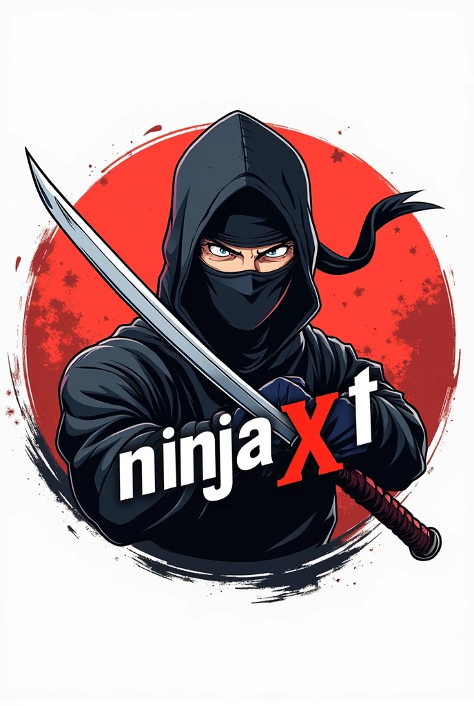 Create a round anime ninja logo with the word ninjaxt written on it